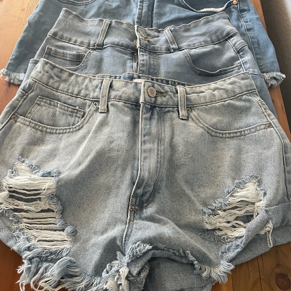 Forever 21 Blue Distressed Jean Shorts (3 pair)
